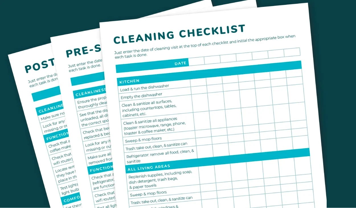 Download Evolve's FREE Vacation Rental Cleaning Checklists