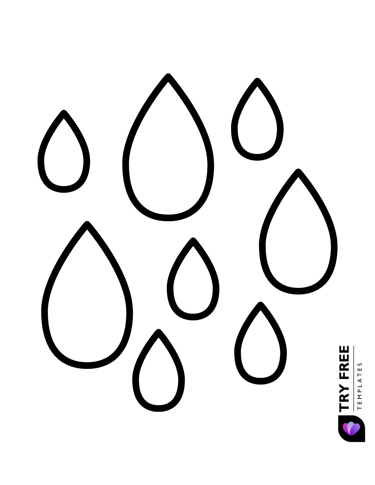 Printable RainDrop Templates Try Free Templates