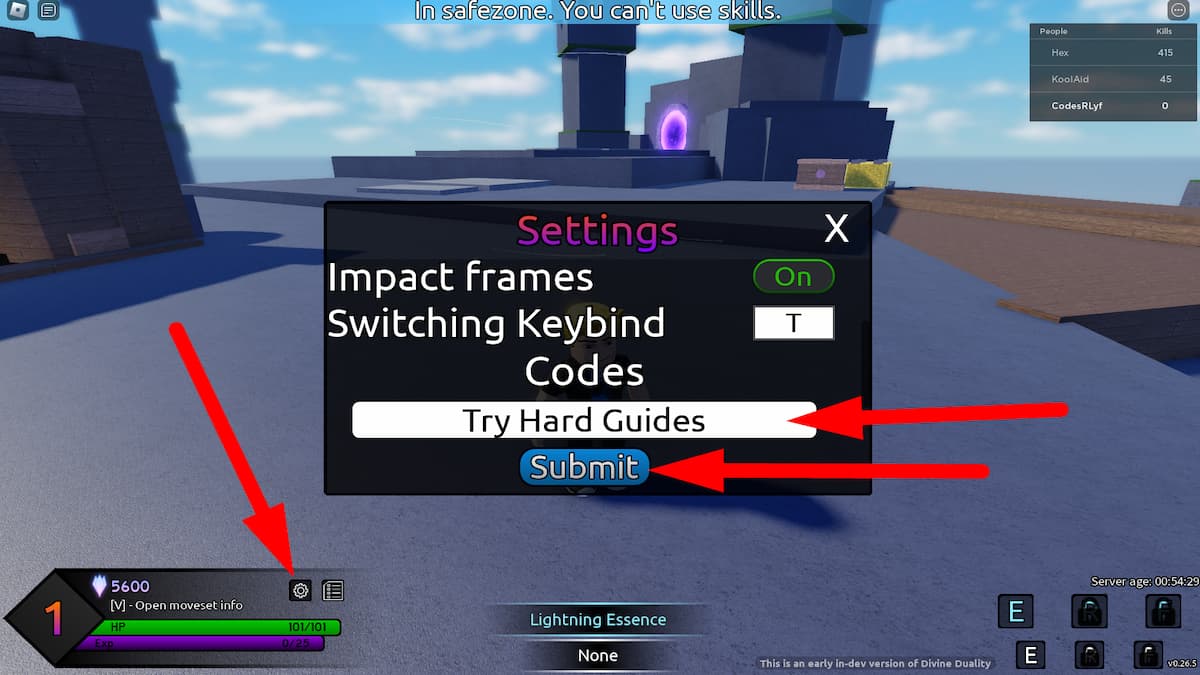 How To Redeem Codes In Divine Duality Elemental Roblox