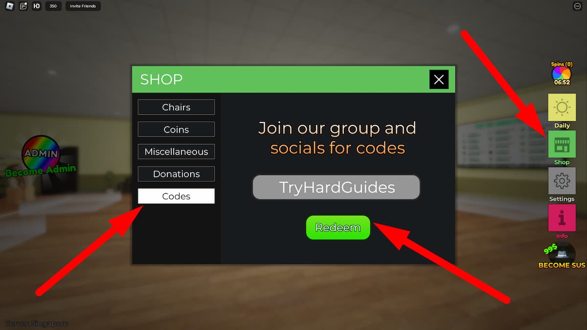 How To Redeem Codes In Who SUS Roblox
