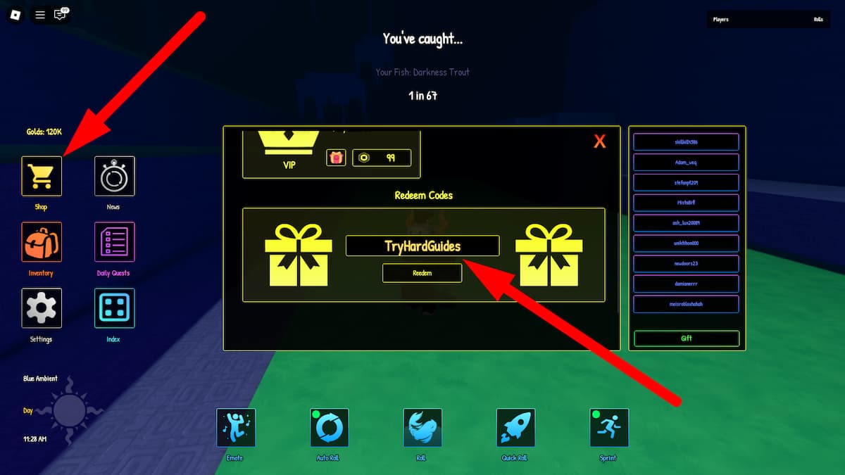 How To Redeem Codes In Fishs RNG Roblox
