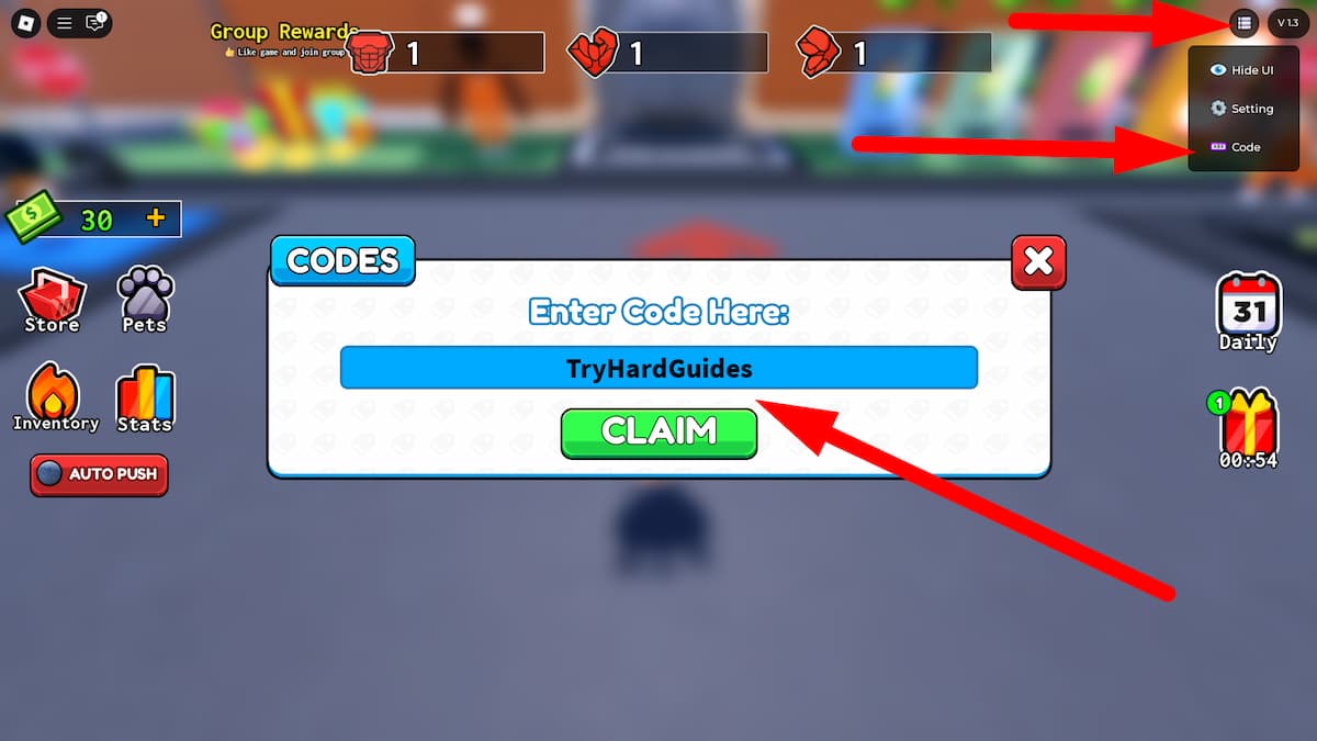 How To Redeem Codes In Push A Rock Roblox