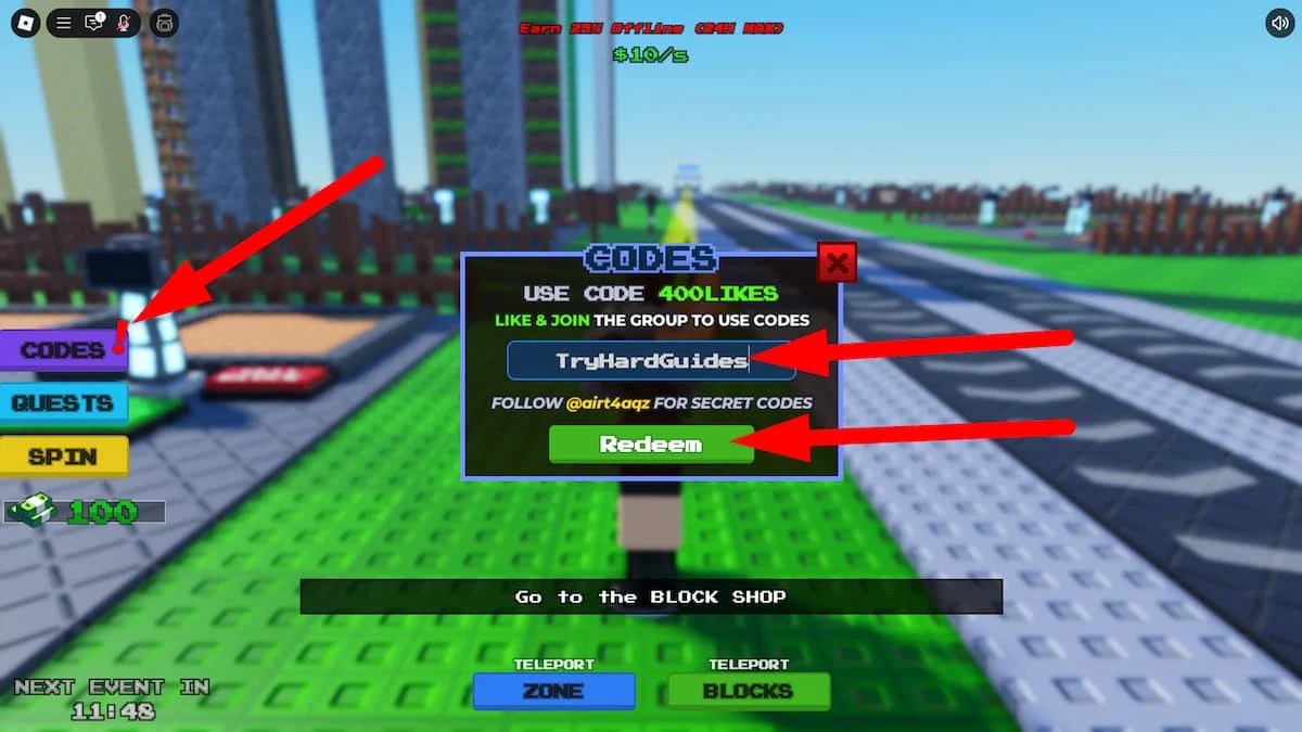 How To Redeem Codes In Stack The Blocks Roblox