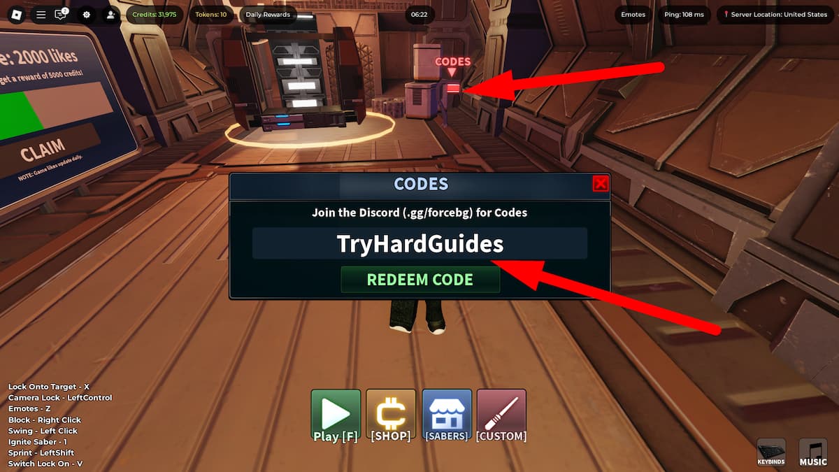How To Redeem Codes In Force Battlegrounds Roblox