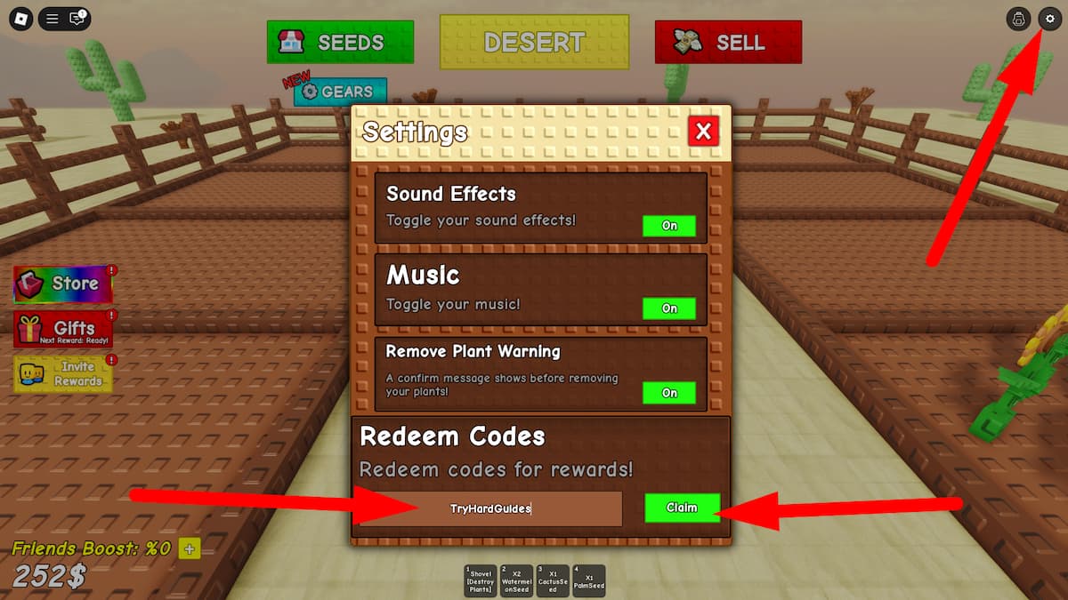 How To Redeem Codes In Grow A Desert Roblox