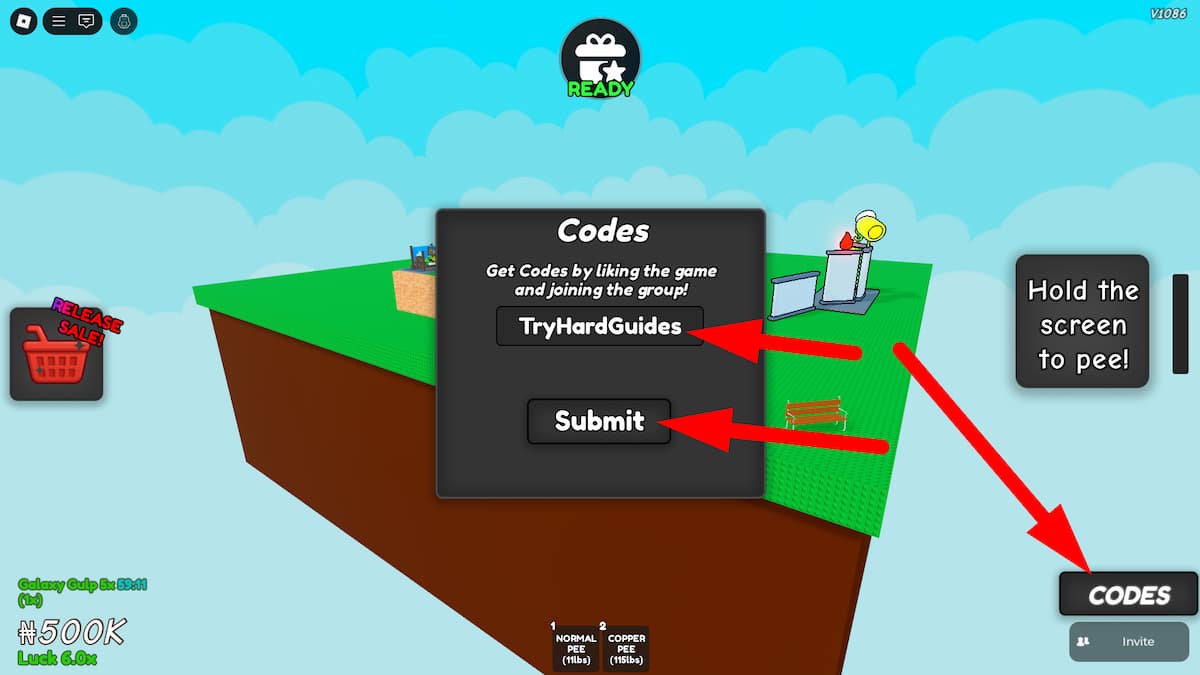 How To Redeem Codes In The Pee Game Roblox