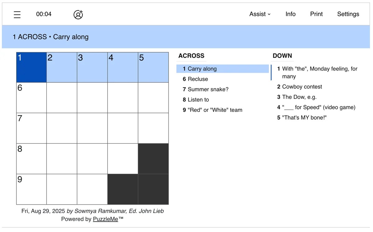 Seattle Times Mini Crossword Answers Today [UPDATED] Try Hard Guides