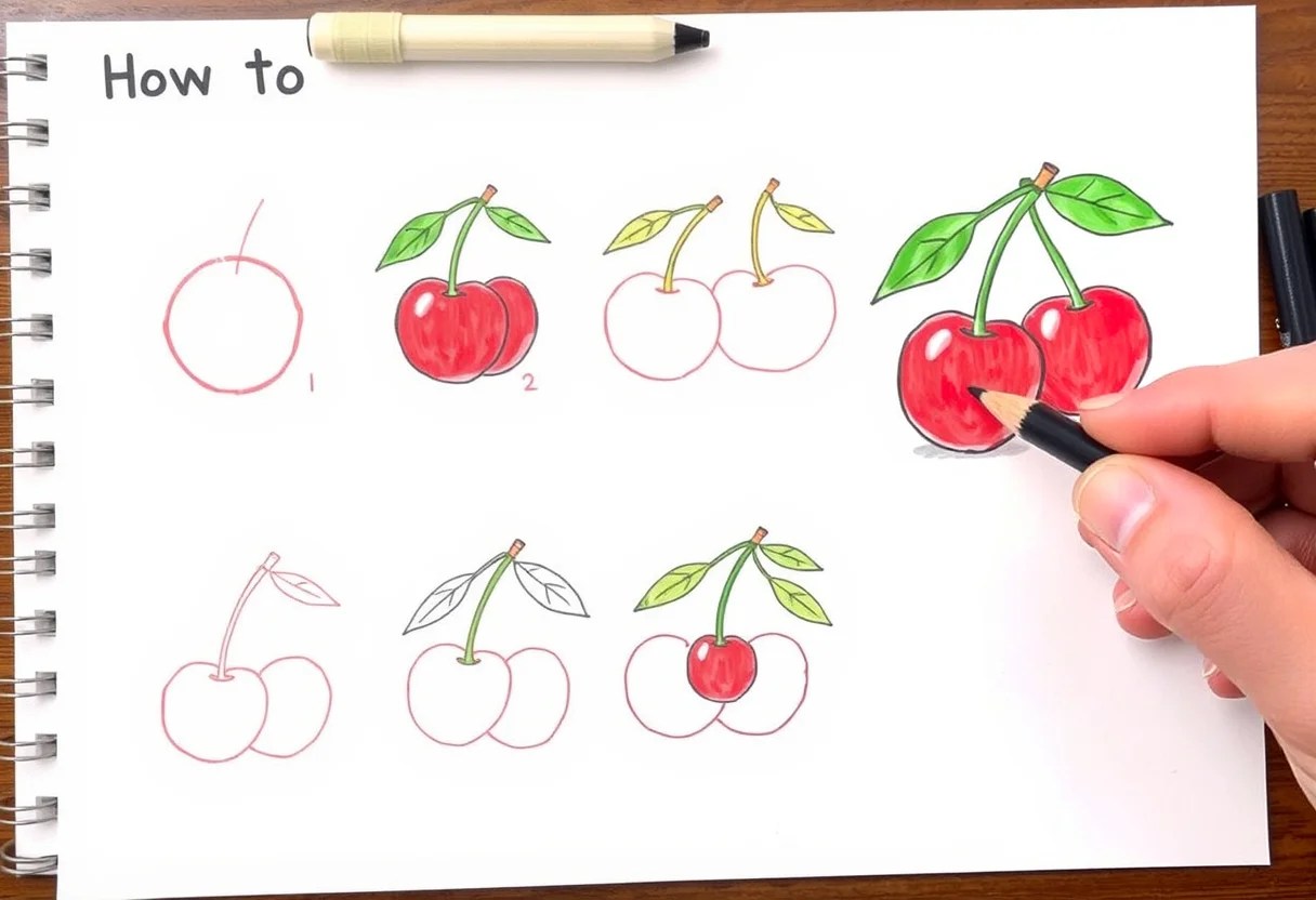 How to draw Cherry 7 Easy Step by Step Guide to Cherry Drawing
