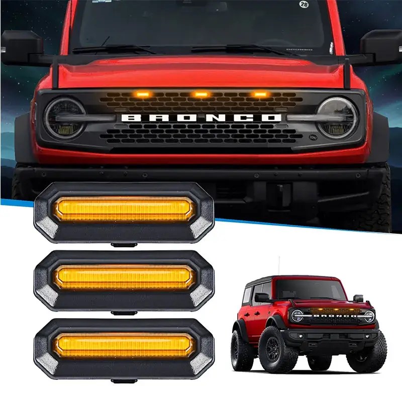 Trynatim Bronco Grill Amber LED Lights For 2021+ Badlands, Wildtrak