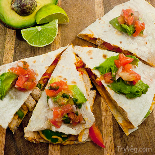 Vegan Chicken Quesadillas TryVeg