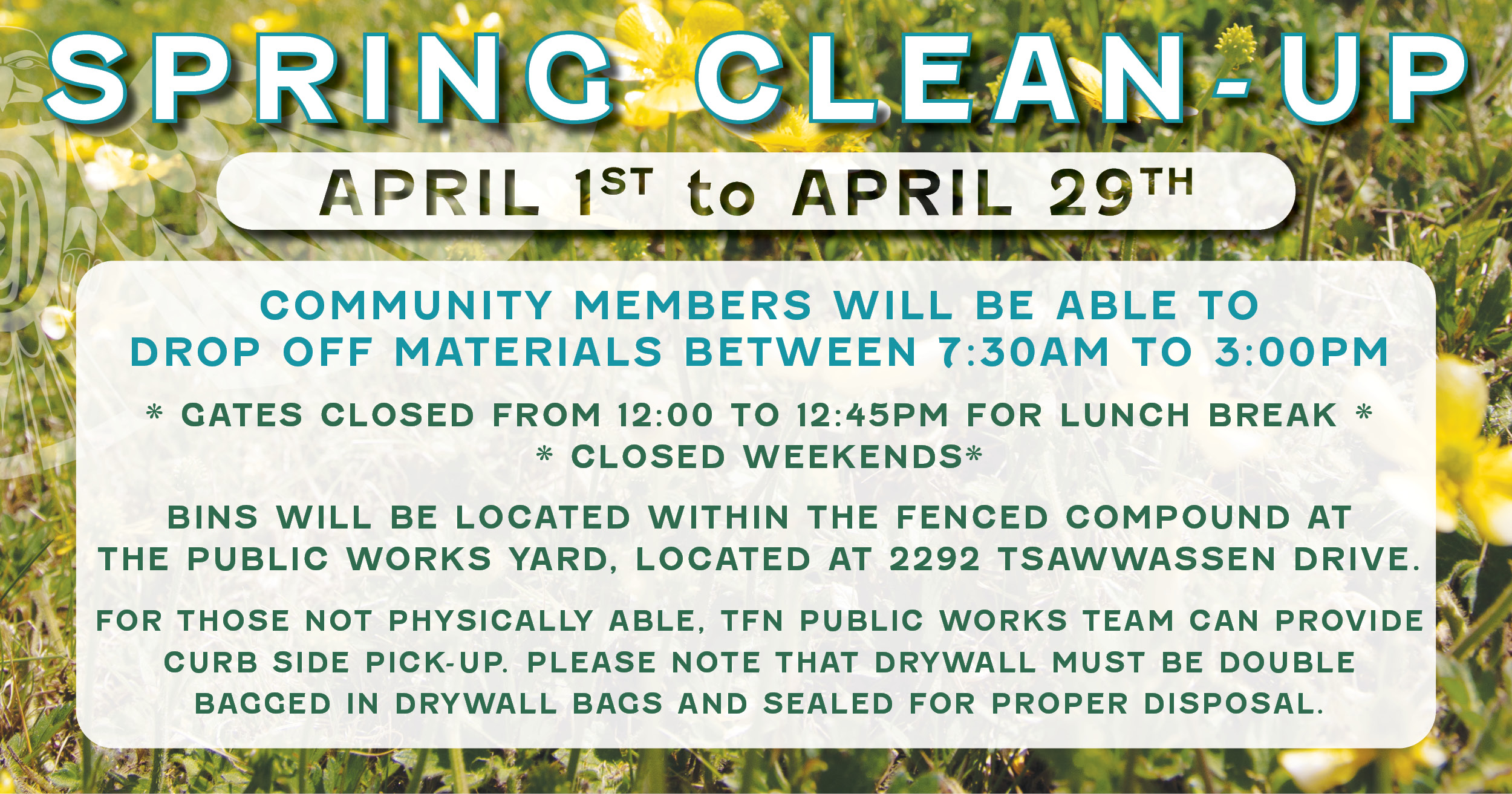TFN Spring CleanUp April 1st April 29th Tsawwassen First Nation