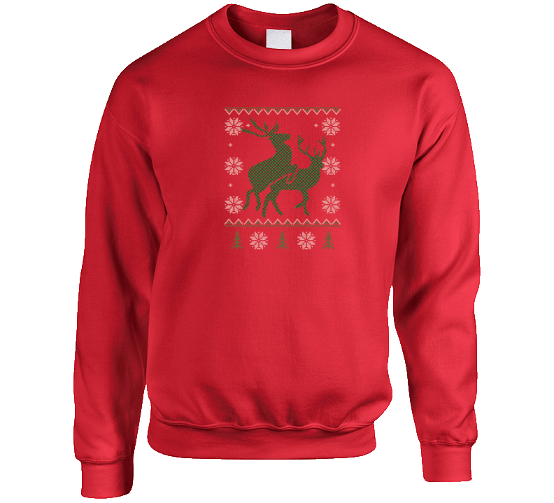Ugly Christmas Reindeer Humping Crewneck Funny Sweatshirt Crewneck