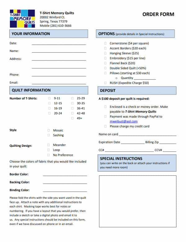 TShirts Into Quilts TShirt Memory Quilt Ordering Process