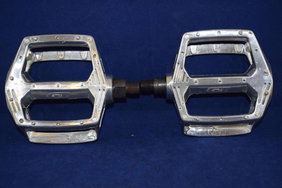 GT Elite Pro platform pedal set 1/2 inch old school bmx silver vintage