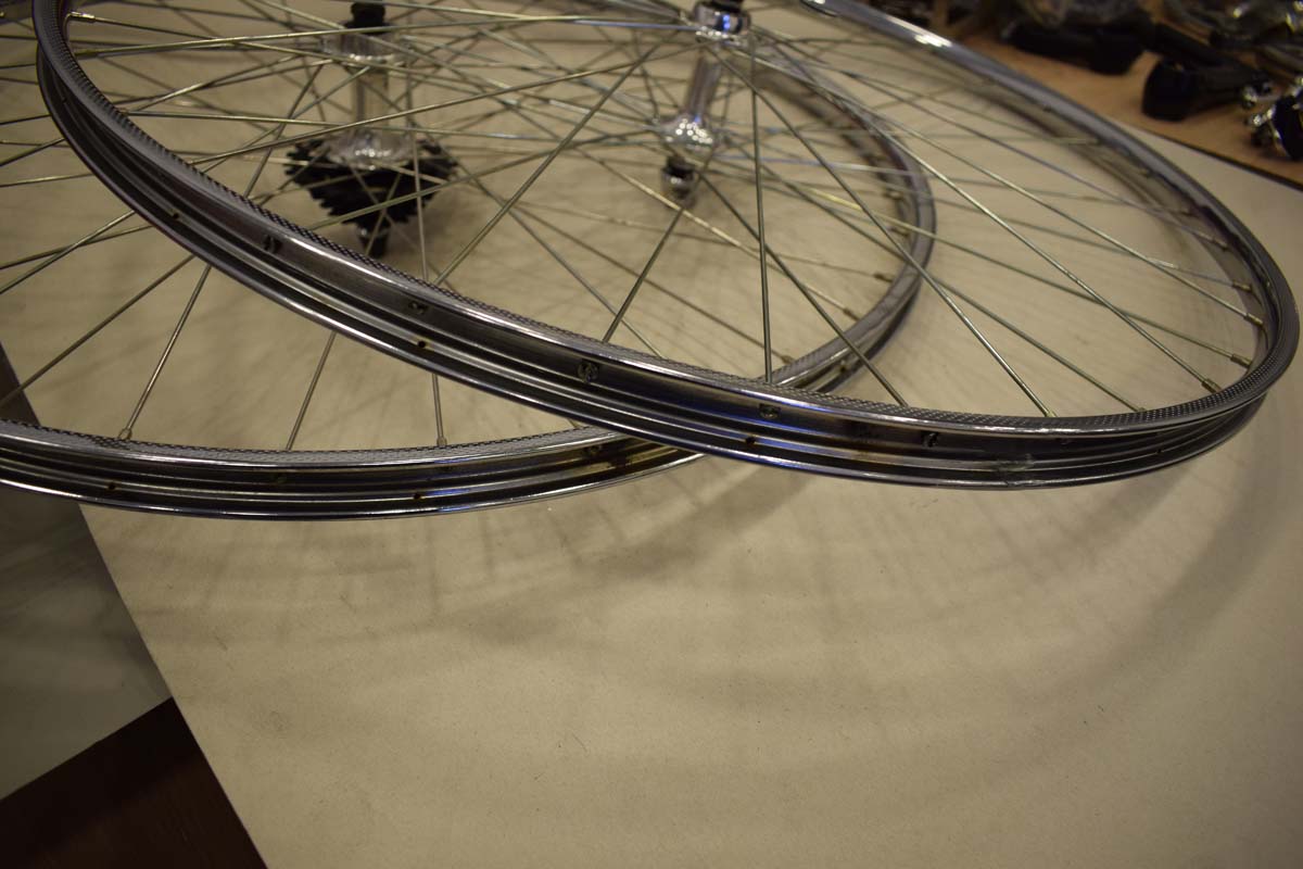Nos Vintage Road Racing Wheel Set Rigida rims chrome 36 hole Sachs hubs mailard freewheel 6