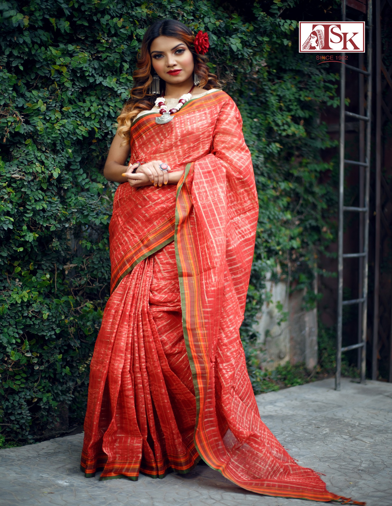 Natural dye Saree (13185/20) Tangail Saree Kutir Ltd.