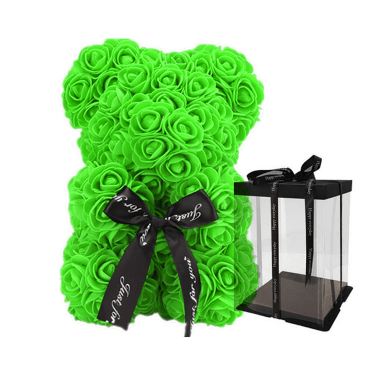 Rose Teddy Bear Green Flower Teddy Bear Custom Teddy Bear