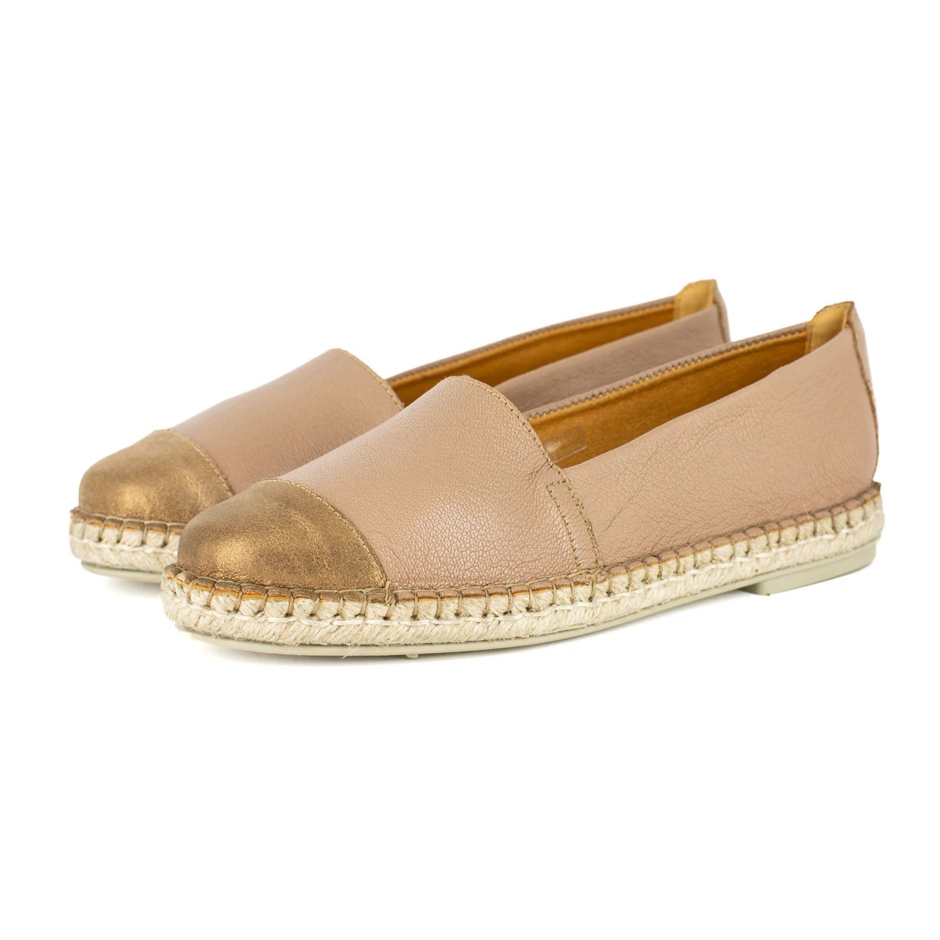 Consisela Ladies Leather Espadrille Shoe in Timber Cayak & Beige Spi