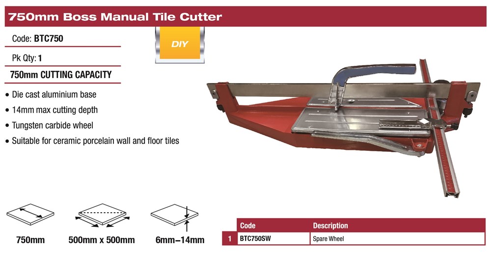 Boss Tile Cutter 750mm Australia Wide Delivery TSP Trims Buy Online