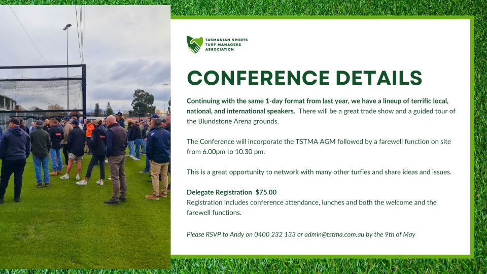NEWS & EVENTS TSTMA Tasmanian Sports Turf Managers Association