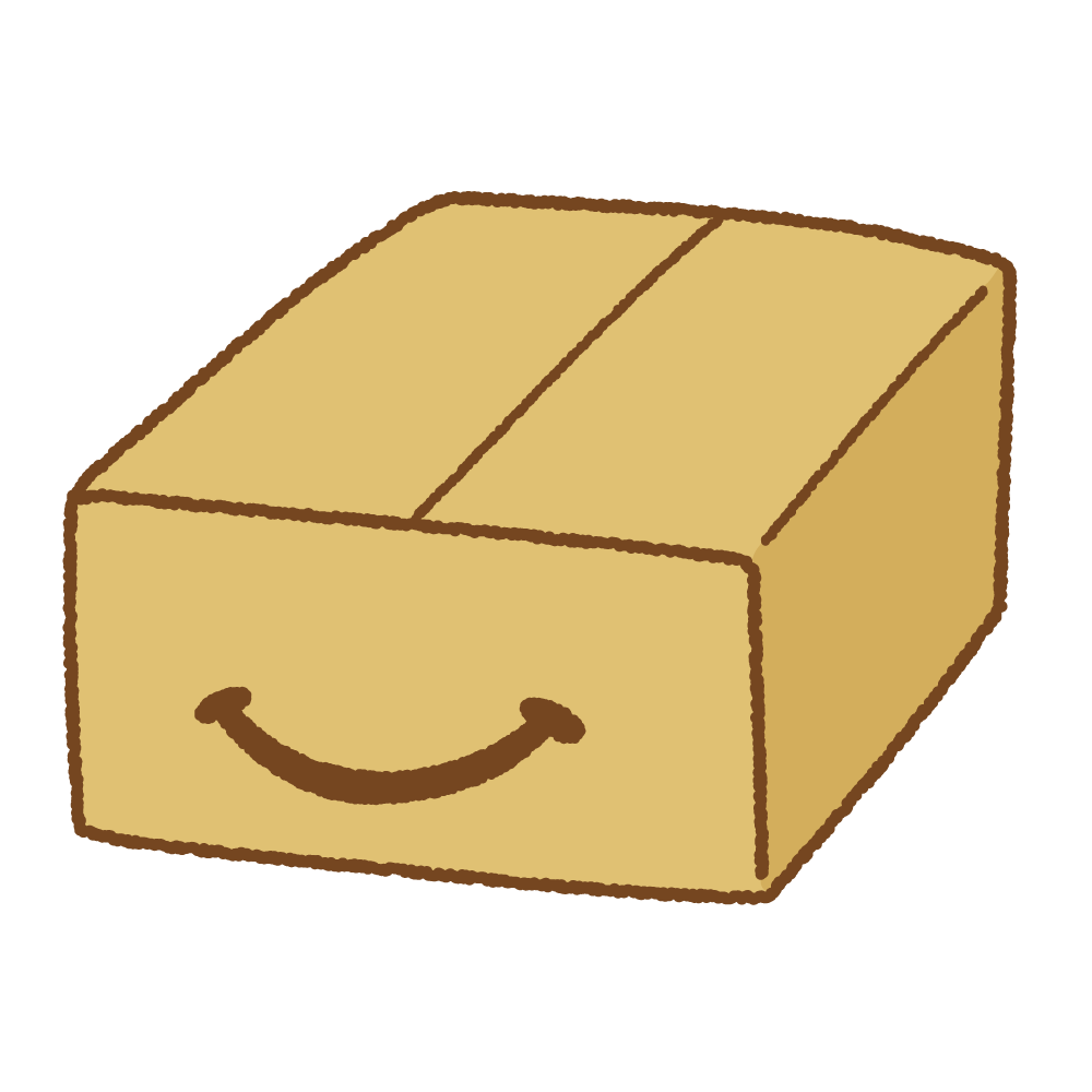 ダンボール箱4 無料イラスト素材｜素材ラボ スマイルダンボールのイラスト 商用OKの無料イラスト素材サイト ツカッテ