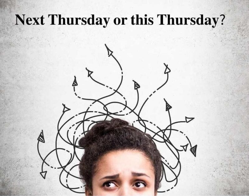 Next Thursday or this Thursday How a simple phrase can cause big