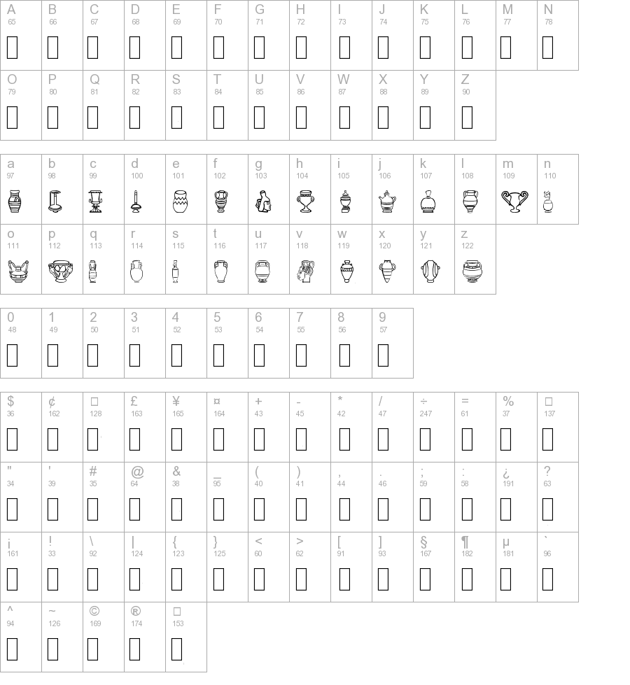 Pretty Pottery Regular truetype font