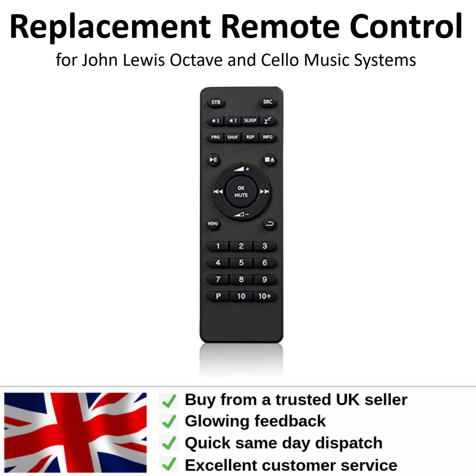 Replacement Remote Control for John Lewis Octave and Cello Music