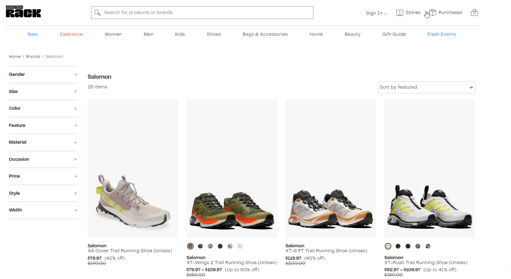 最新Nordstrom rack折扣码2024优惠券Salomon萨罗蒙精选鞋履低至5折促销全球好物榜