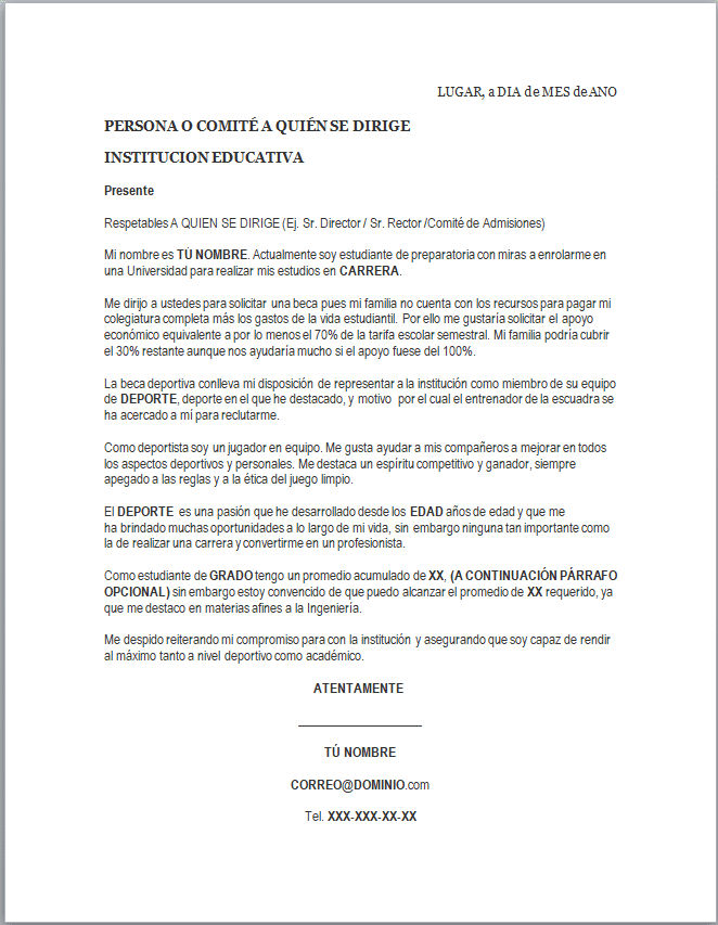 Modelo De Carta Ayuda Economica