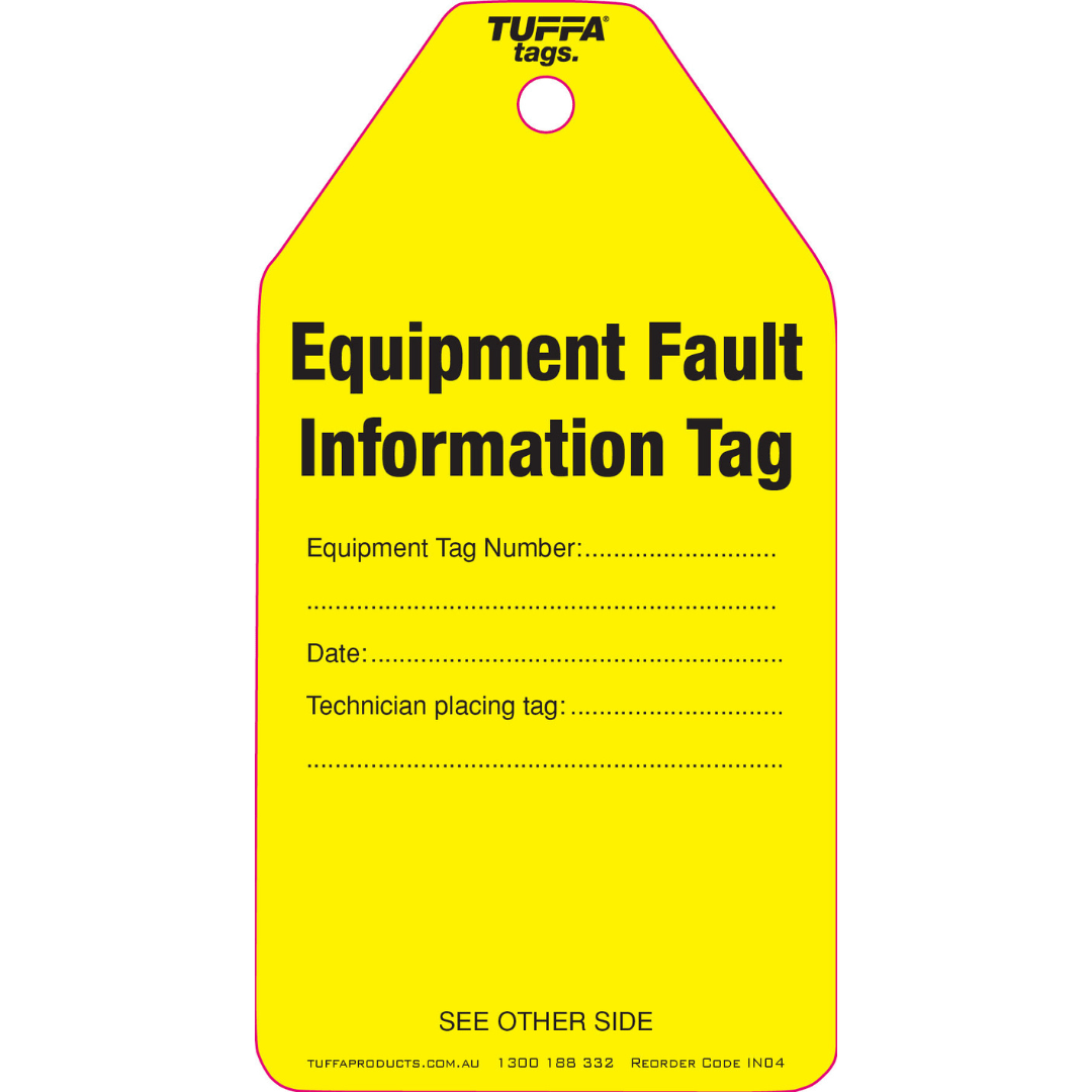 Equipment Fault Information Tags (packs of 100) TUFFA Products