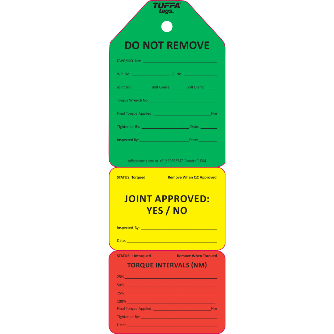 3 Stage Flange Tags 25 50 75 100 Torque Tuffa Products