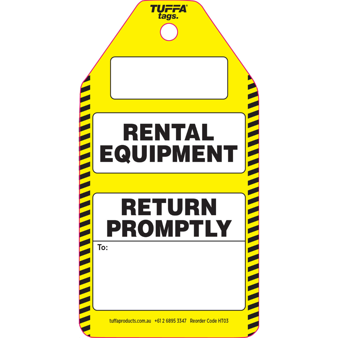 Rental Equipment Return Promptly Tags (packs of 100) TUFFA Products