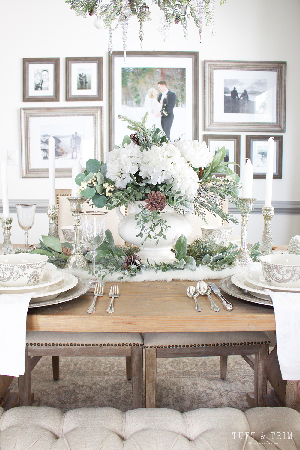 Holiday Tour Part 2 An Elegant White Christmas Tablescape Tuft & Trim