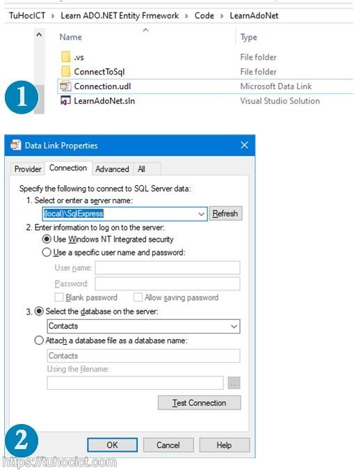 Kết nối tới SQL Server, Connection string, lớp SqlConnection
