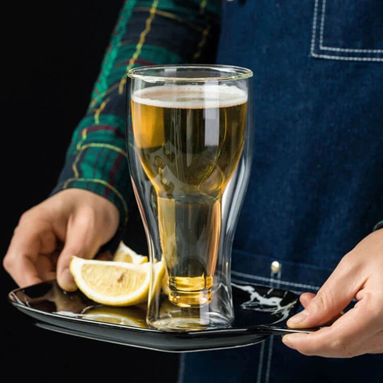 High borosilicate double glass beer mug TulipTree Bottle & jar
