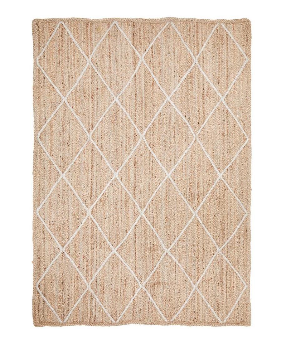 Jute Natural Rug with Cross Pattern TUMBLEWEED EVENTS