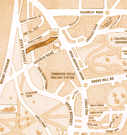 York Road, Tunbridge Wells, Kent, England on the town centre map