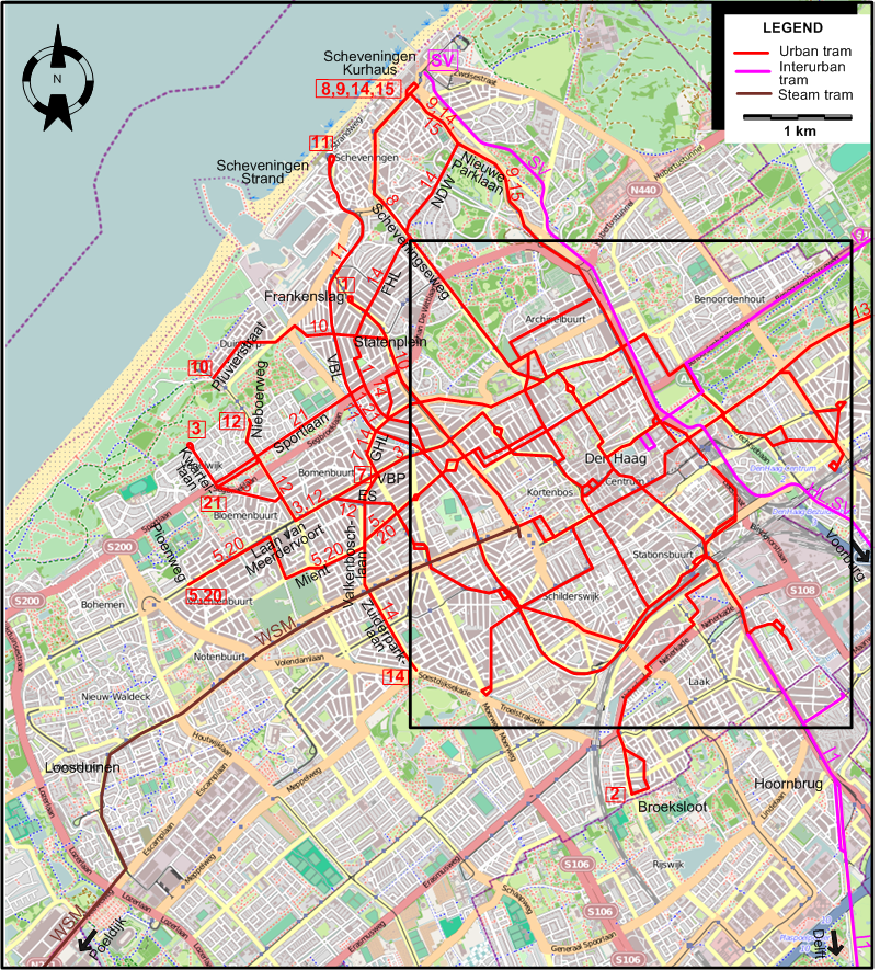 Tramlijnen Den Haag Kaart Den Haag The Hague 1932