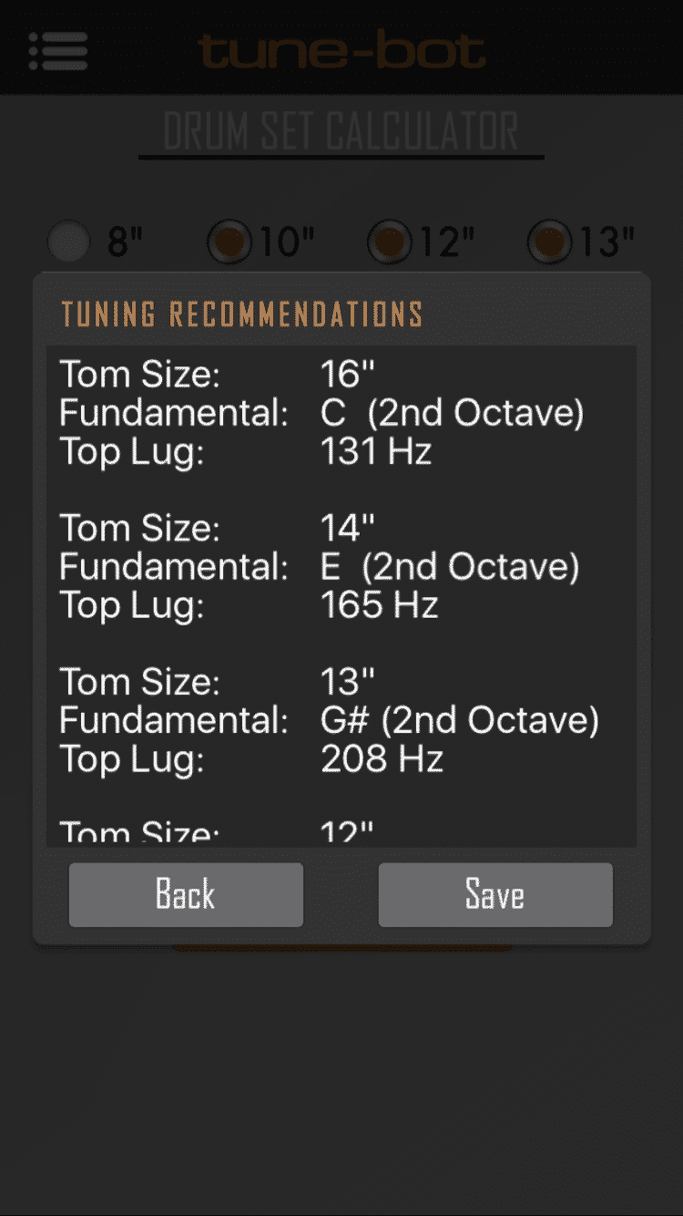 Tuning Concert Toms tunebot