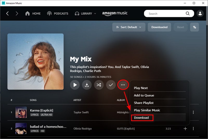 Download Amazon Music Albums/Playlists/Podcasts