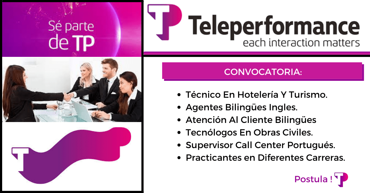 TELEPERFORMANCE BUSCA NUEVOS TALENTOS Tu Opcion Laboral