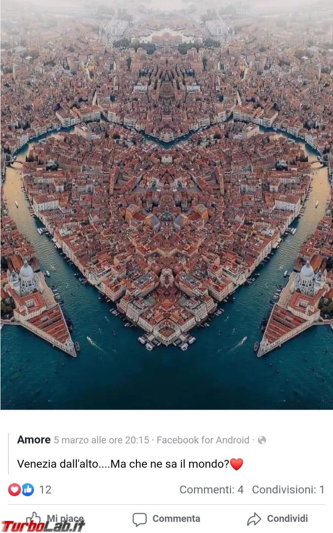 Venezia dall'alto a forma di cuore e c'è chi ci crede! [TurboLab.it]