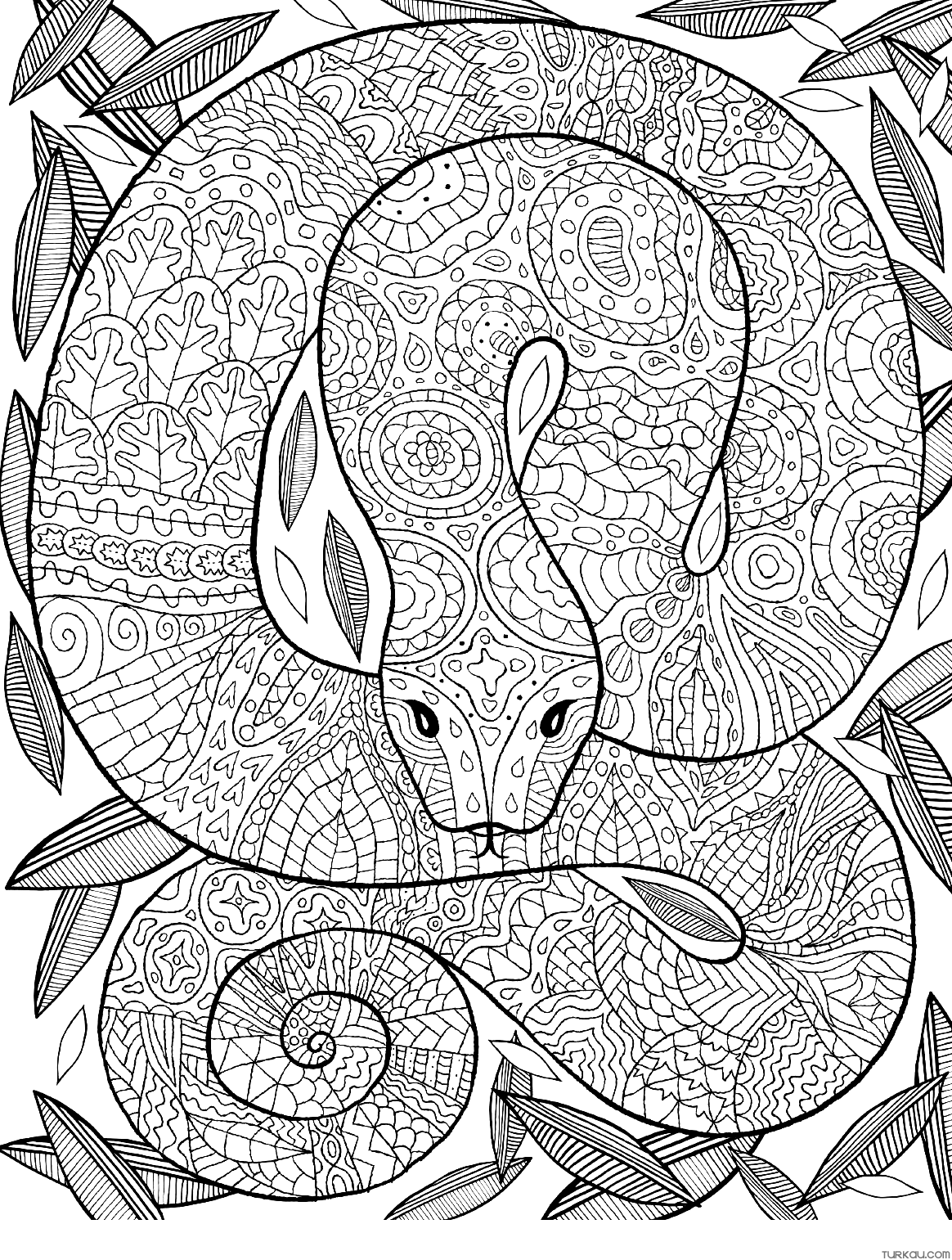 Realistic Snake Mandala Coloring Page » Turkau