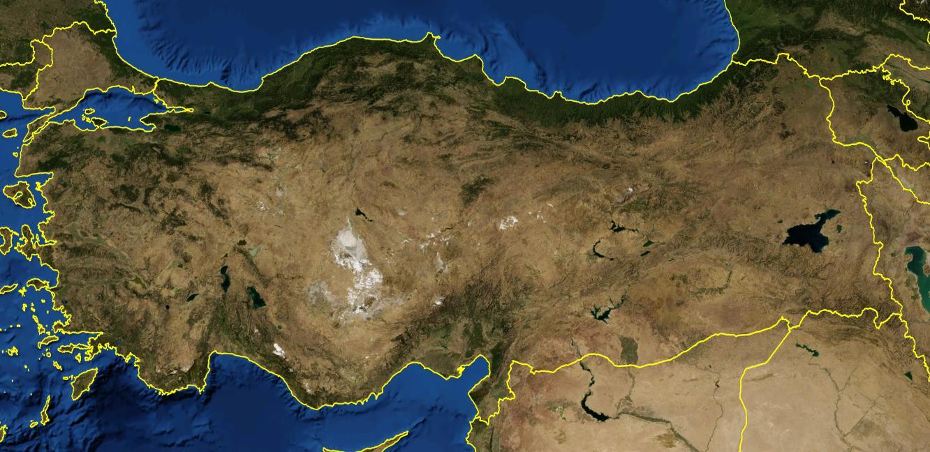 Map of Turkey satellite sky view and view from satellite of Turkey