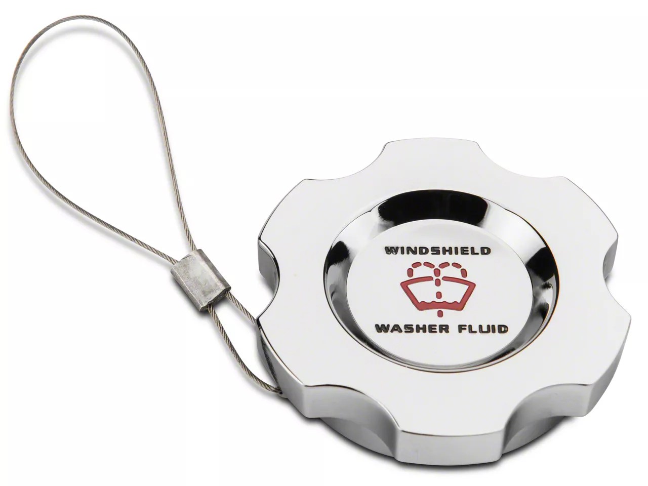 Modern Billet Mustang Windshield Washer Fluid Cap; Chrome 387025 (1521