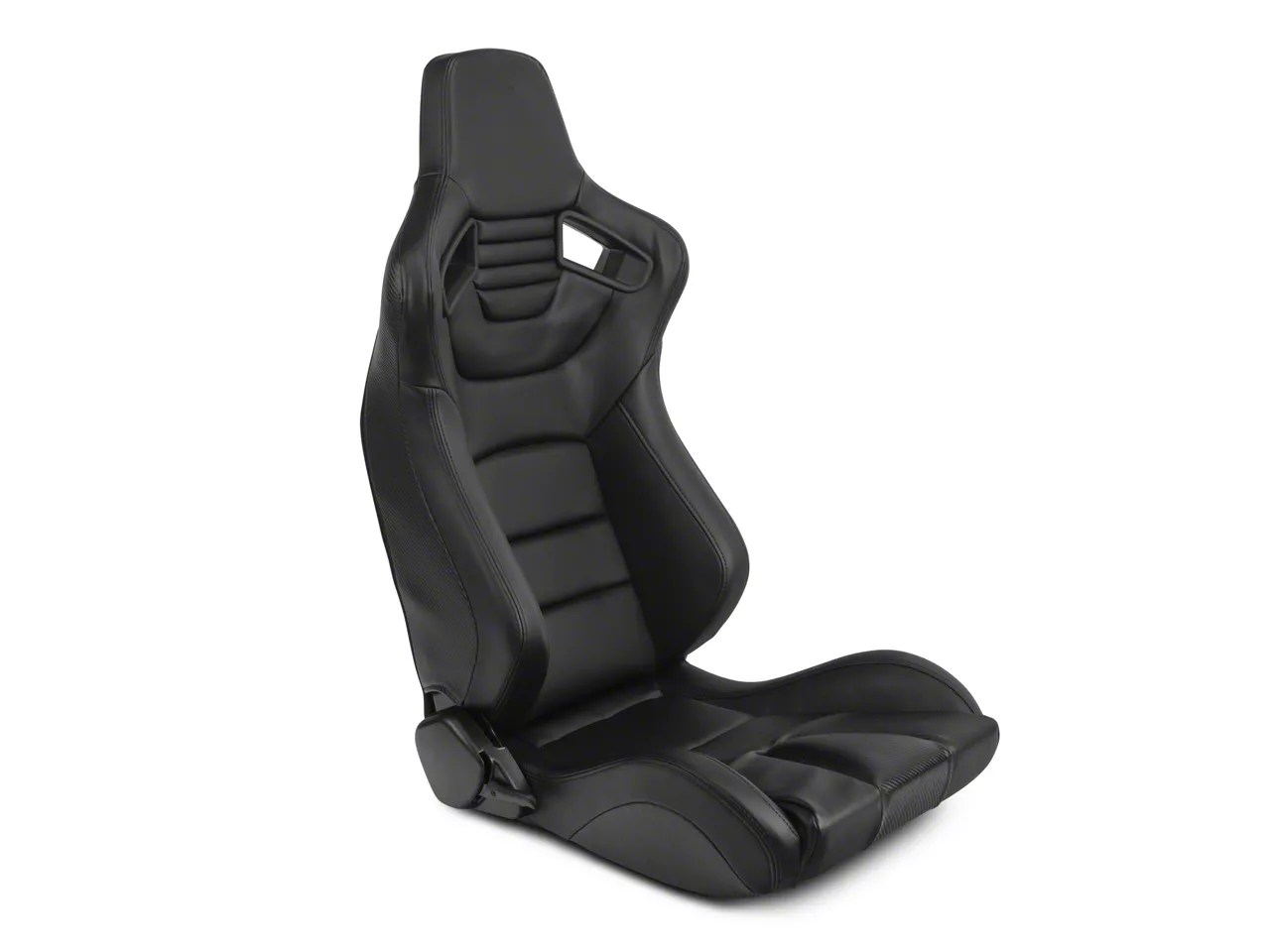 SpeedForm Mustang Black Racing Seat w/ Black Carbon Fiber Vinyl Pair
