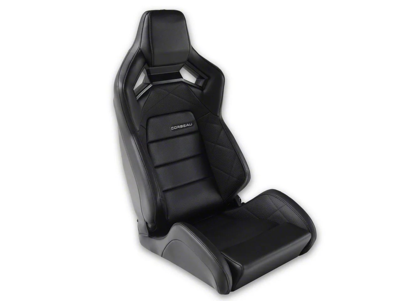 Corbeau Mustang Sportline RRX Reclining Seats; Black Vinyl/Black HD