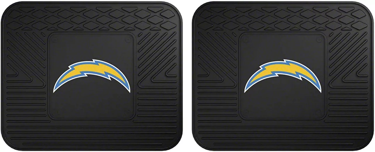 Mustang Molded Rear Floor Mats with Los Angeles Chargers Logo