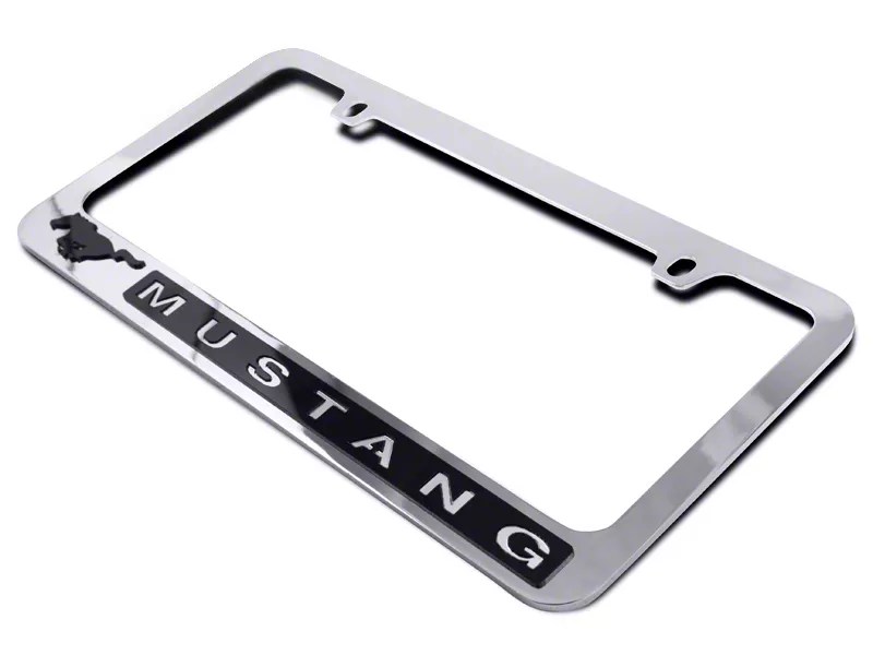 SpeedForm Mustang License Plate Frame Black Pony w/ Mustang Lettering